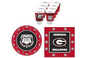 Georgia Bulldogs Party Supplies 48 Piece Officially Licensed University Set: 16 oz. Plastic Beverage Cups, 9" Paper Plates, Luncheon Napkins, Complete Party Supplies for 16 Guests by Westrick