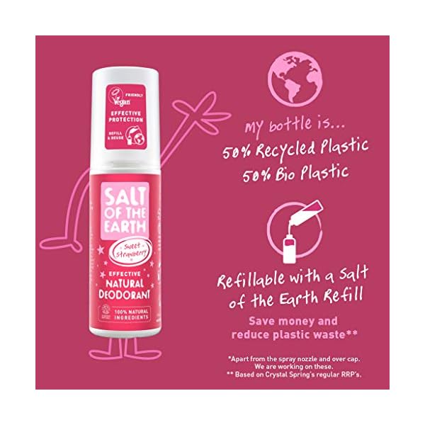 Salt Of the Earth Natural Deodorant Spray, Vegan, Long Lasting Protection, Leaping Bunny Approved, Made in the UK, Sweet…