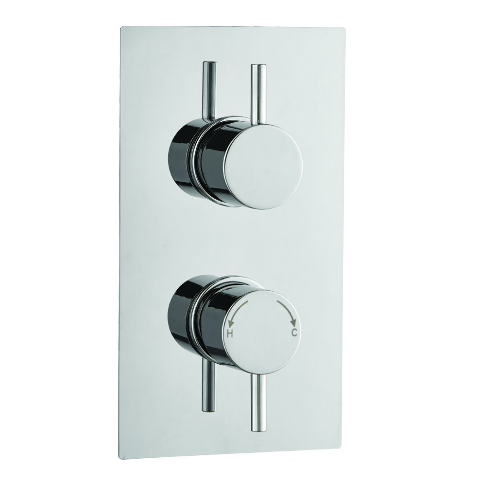 Mark Vitow TORB5 Round Concealed Dual Thermostatic Shower Mixer with Double Outlet, Silver, 13.5 cm*23.5 cm*8.5 cm