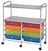 Blue Hills Studio SC8MCDW-12-S Storage Cart 8-Drawer (Wide) with 2-Shelf Multi-Colored