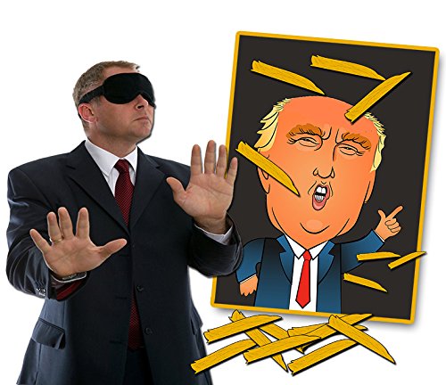 Pin the Toupee on Trump Party Game â€“ Donald Trump Gag Gift â€“ Funny Political Gifts â€“Bonus Blindfold Mask by Gears Out