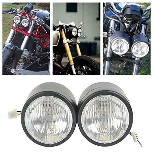 Matte Black Dual 4" Headlight For Streetfighter Cafe Racer Dual Sport Motorcycle