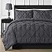 Comfy Bedding 3-Piece Pinch Pleat Comforter Set All Season Pintuck Style Double Needle Durable Stitching, King, Gray