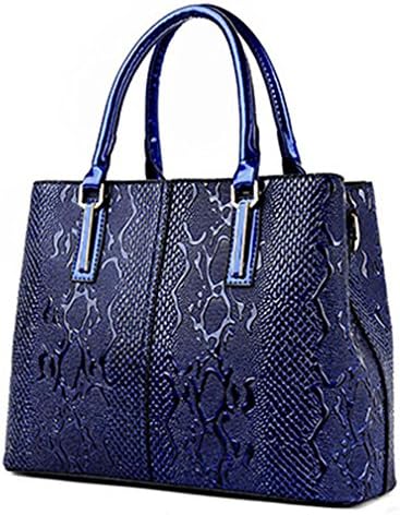 Firstider PU Leather Women Bag Ladies Luxury Snake Shoulder Bags Designer Handbags Blue 32cm