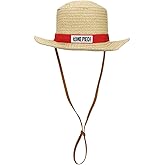 Bioworld One Piece Luffy Cosplay Straw Bucket Hat with Chin Rope Brown