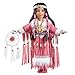 Collections Etc Women's Elu Native American Porcelain Doll Tabletop Display, Pink Outfit Includes White Faux Fur and Beads
