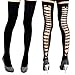 kilofly Black Thigh Highs Combo [Set of 2 Pairs] - Cross Net Back & Pink Bowknots