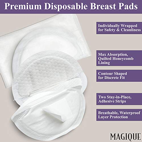 Breastfeeding Nursing Pads - Ultra Ever Dry, Disposable Breast Pad - Breast Feeding Bra Pads with Adhesive Strips - Thin Bra Liner Pad - Magique NursingMom Ultra, 1 Pack of 60 (60 Count) - Thumbnail 2