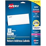 Avery Return Address Labels with Sure Feed for Laser & Inkjet Printers, 2/3" x 1-3/4", 600 Labels, Permanent Adhesive (18294)