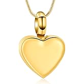 VCCWYQK Small Heart Urn Necklace for Ashes Stainless Steel Memorial Ash Pendant Keepsake Cremation Jewelry