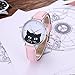 LVPAI Womens Watches Cute Black Cat Face Analog Watch Casual Leather Band Quartz Wrist Watches for Womens Gift