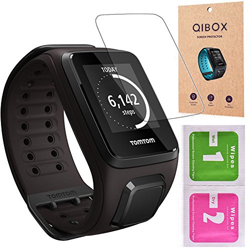 TomTom Spark Screen Protector (3-Pack), QIBOX Tempered Glass Screen Guard for TomTom Spark Cardio Music Fitness Watch TomTom Spark 3, 9H Hardness Multi-layer Shatterproof and Anti-Bubble