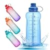Half Gallon/64 oz Motivational Water Bottle with Time Marker Reminder ＆ Straw, Leak-proof No BPA Hydration Sports Daily…