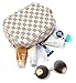 Daisy Rose Luxury Checkered Make Up Bag | PU Vegan Leather Cosmetic toiletry Travel bag (Cream)