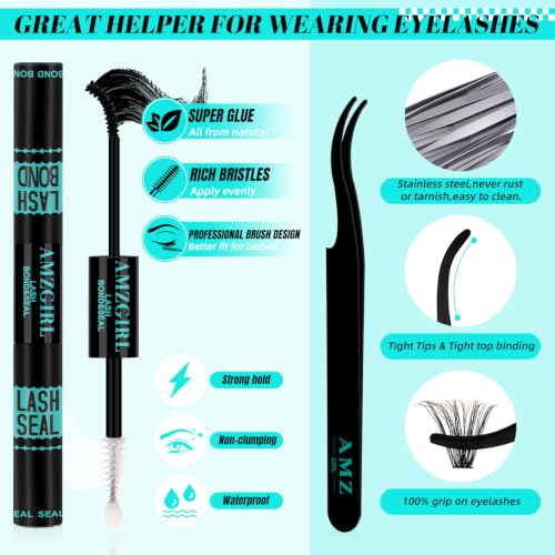 Cluster Lashes Kit 60D 80D,Individual Lashes Clusters Kit,280pcs Lash Clusters,Including Bond And Seal,Eyelash Remover For Eyelashes Extensions,Applicator Tool For False Eyelash Cluster set (D-Mix8-16mm|set)