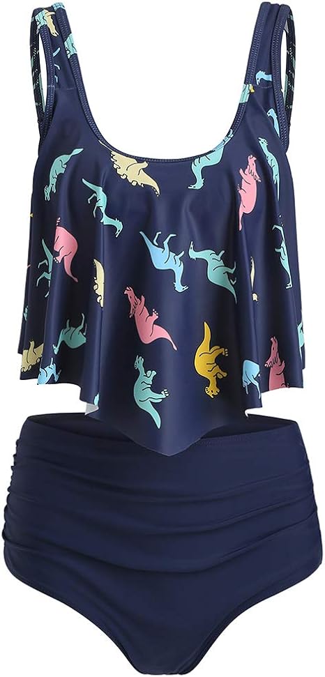 PASSOSIE Traje de baño con Estampado de Dinosaurios de Talle Alto y