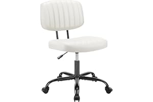 Sweetcrispy Small Office Desk Chair - Armless PU Leather with Comfy Lumbar Support, Height Adjustable Rolling Swivel Task for