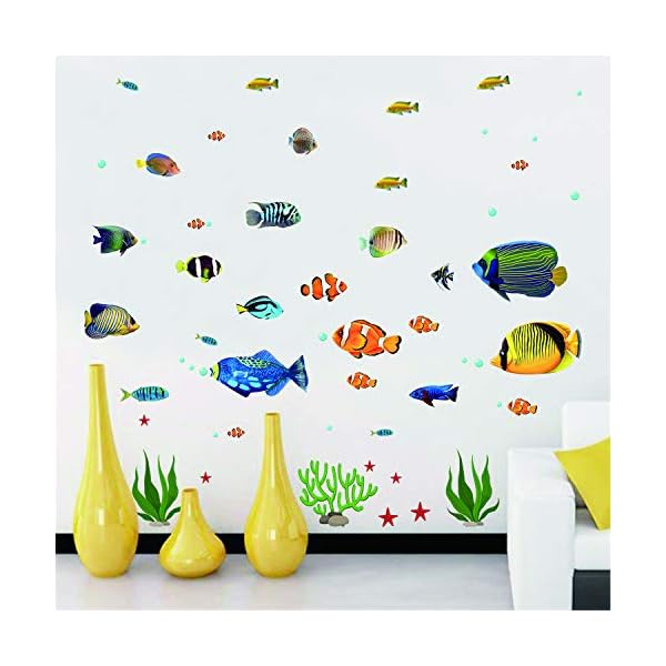 Fish Wall Stickers Under The Sea Decorative Wall Decals Coral Reef Fish