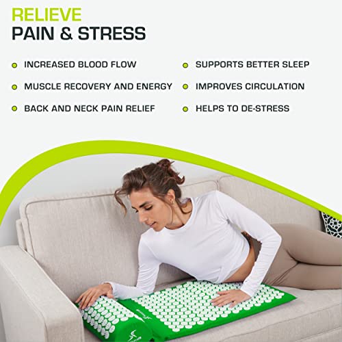 ProsourceFit Acupressure Mat and Pillow Set Cotton ,Green Pricepulse