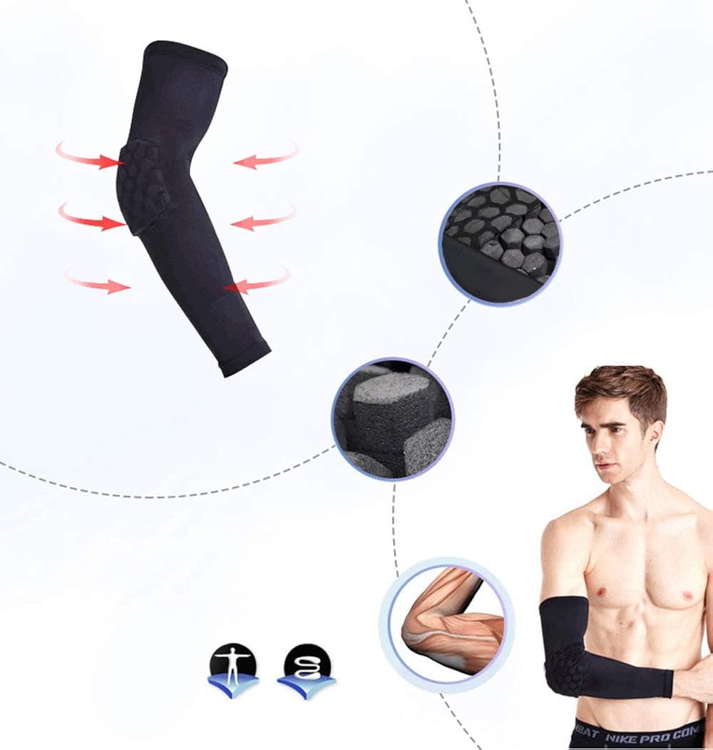 2PCS Elbow Padded Sleeve Compression Arm Guard Honeycomb Elbow Pads for Volleyball, Basketball, Football, Cycling Outdoor All Contact Sports,Youth Adult Sizes: Clothing