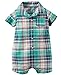 Carter's Baby Boys' Plaid Rompers (6 Months, Green Plaid)