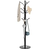 Barlezy 13.8" W Freestanding Coat Rack with Marble Base, Metal Coat Tree with Round Head Branch, 71" Heavy Duty Standing Coat