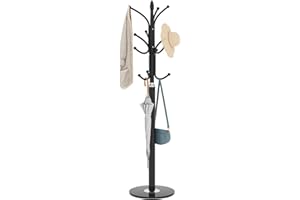 Barlezy 13.8" W Freestanding Coat Rack with Marble Base, Metal Coat Tree with Round Head Branch, 71" Heavy Duty Standing Coat