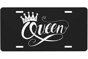 CFPOLAR Crown Queen Word Letters License Plate, Decorative Car Front License Plate, Aluminum Novelty License Plates Vanity Tag Metal Car Plate for Women Men 6 X 12 Inch