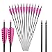 Huntingdoor 32-inch Carbon Arrows with 4-inch Feather Fletching Replaceable Points Hunting Arrows Targeting Arrows Spine 400 for Recurve Bow Longbow Hunting Bow(Pack of 6) (Pink)