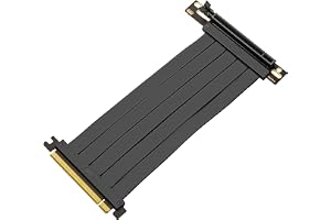 PCIE 4.0 Riser Cable 90 Degree, PCIe 4.0 x16 High Speed Flexible Extender Card, EMI Shielded 30AWG, TPE Cable Sleeves, Pcie 4.0 Riser Compatible with 4090 4080 4070 3090 and Pcie 3.0 System 20cm
