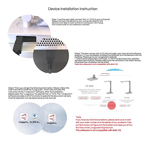 Longjoy Digital Portable Multi-Angle USB Document Camera LV-1 Series LV-1010 (Black)