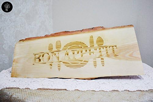 Dining room decor - rustic wood - wooden kitchen decor sign - rustic pine wood - bon appetit sign - laser engraved gift idea - Eco friendly