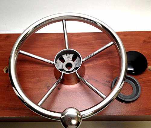 Pactrade-Marine-5-Spoke-Stainless-Steel-Steering-Wheel-with-Turning-Knob-11-L Pactrade-Marine-5-Spoke-Stainless-Steel-Steering-Wheel-with-Turning-Knob-11-L