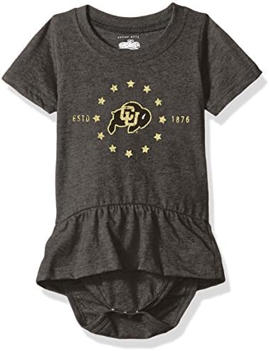 NCAA Colorado Buffaloes Children Girls Short sleeve Ruffle Onesie,18M,black Blend