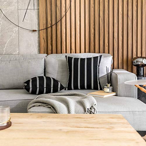 Home Brilliant Classic Black White Stripes Lace Throw Pillow Covers