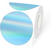 YEGAWEN 3" Holographic Direct Thermal Label Stickers, Round Printable Rainbow Glitter Thermal Printer Sticker Labels for Gift Wrapping, Self-Adhesive DIY Custom Logo Design- Holographic Blue