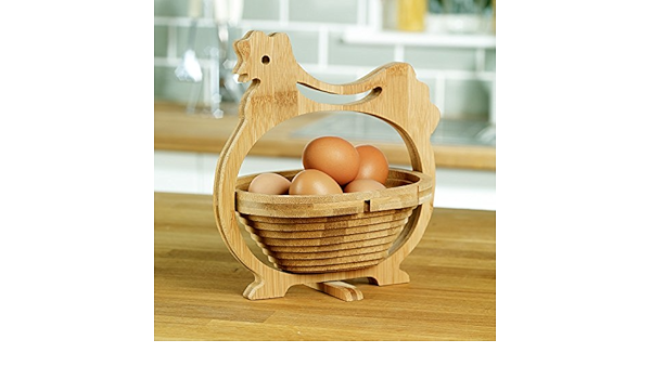Cesta para huevos plegable en forma de gallina de bambú ...