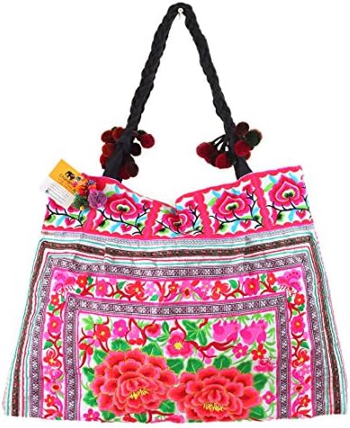 Changnoi Unique Hmong Hill Tribes Tote Bag Embroidered Fabric Large Size