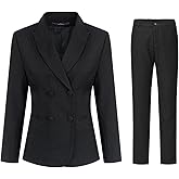 YYNUDA Women's Business Suit Set Double Breasted 2 Piece Office Work Blazer Pantsuit