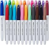 AmazonBasics Fine Point Tip Permanent Markers - Assorted Colors, 24-Pack