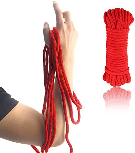 Soft Cotton SM Rope 32 Feet(10M) Multifunctional Natural Durable Long Strap 8mm Thickness (Red)