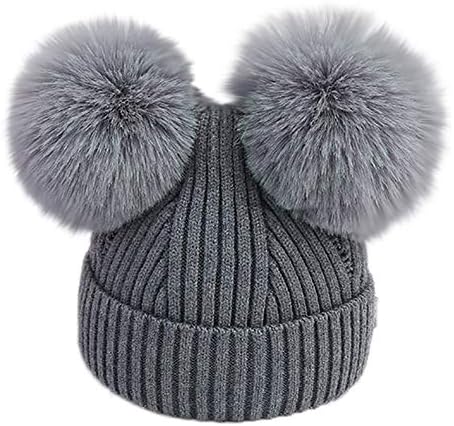 Zerototens Double Poms Ball Hat Baby Knitted Caps Child Newborn Boys Girls Hairball Beanie Winter Caps Hat Cute Infant Hat 0-18 Months