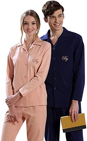 Beykie Mens Womens Matching Couples Cotton Pajama Long Sleeve Pj Set Pink Medium