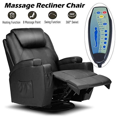 Massage Recliner Chair, Semper Black Massage Chairs Full Body Leather