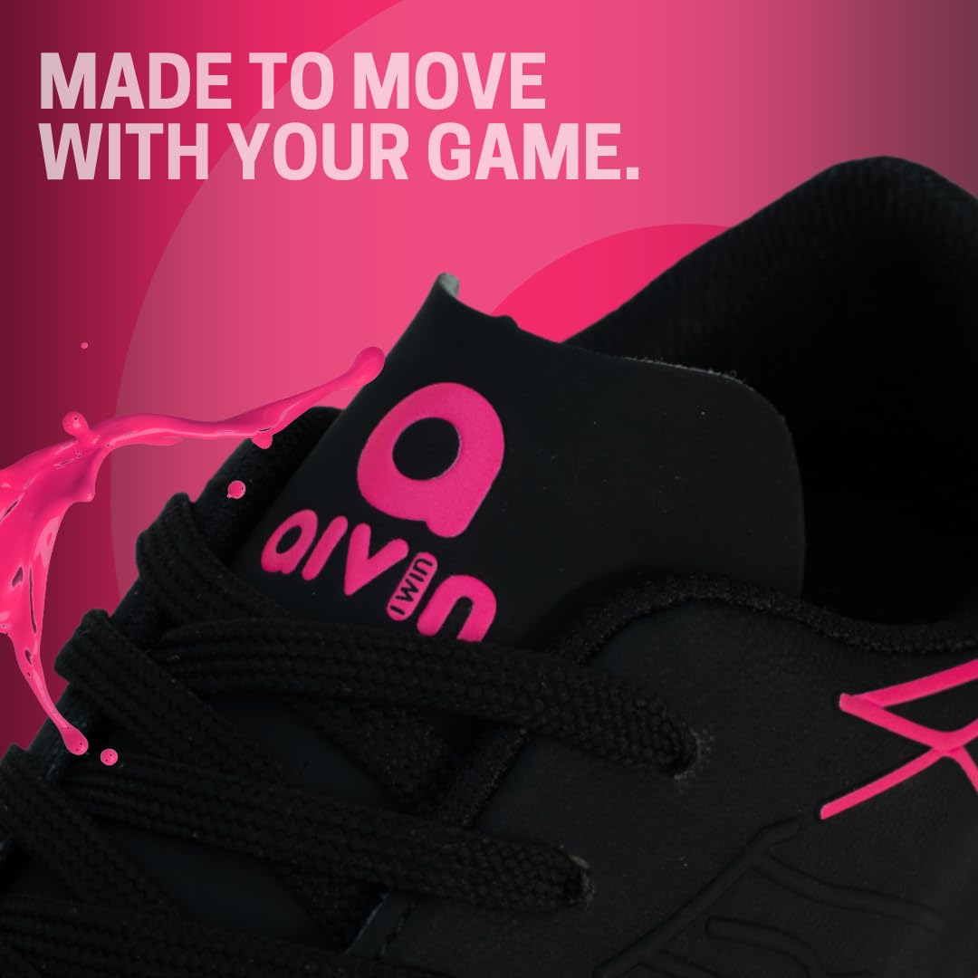 AIVIN VANTAMOR Football Shoes - Black/Pink | Lightweight Comfort & Maximum Grip | Best for Competitive Soccer Players | Sports Cleats | Football Footwear | Football Sports Shoes (Black/Pink, UK Footwear Size System, Adult, Men, Numeric, Medium, 8) 4
