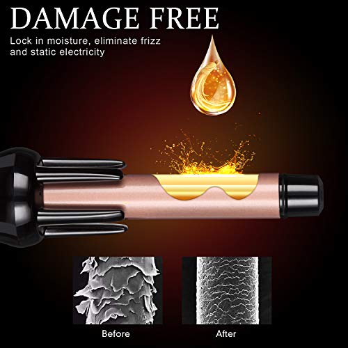 AmoVee Automatic Curling Iron Curling Wand Innovative 1" Rotating Curler with Ceramic Tourmaline Barrel, Dual Voltage, Carry Pouch Included