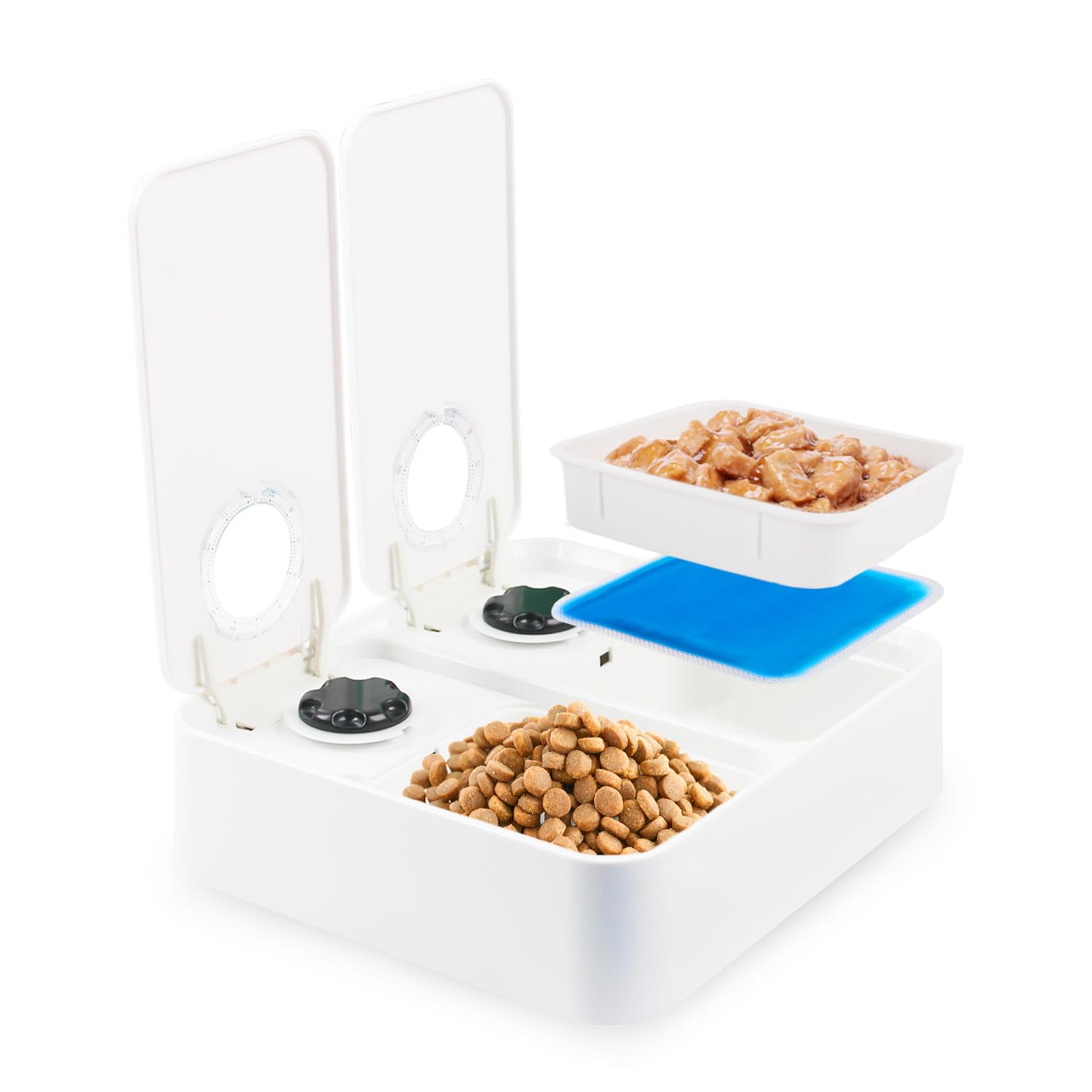 Photo 1 of ALL FOR PAWS Dog Feeder with Timer – 2 Meals | Automatic Cat Food Dispenser for Pets with Ice Pack | Portion Control | Keep Fresh (2 Meals)