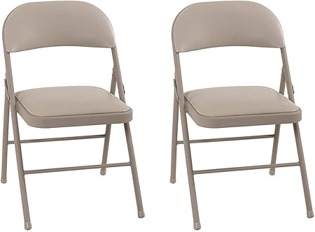 Amazon Com Cosco Vinyl Antique Linen 2 Pack Folding Chairs