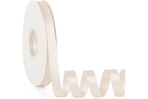 BOMYBAW Double Faced Solid Color Ivory Satin Ribbon 1/2" X 50 Yards Continuous, High Density Polyester Ribbon for Gifts Wrapping, Wedding, Party, Crafts, Hair Bows, Flowers, Home DIY Decor