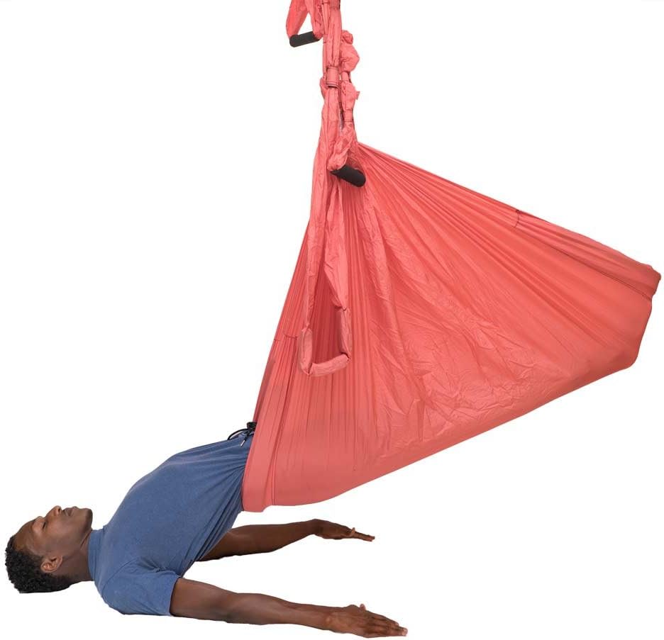 Omni Swing Omni Gym Pro - Padded Yoga Swing for Inversion Therapy, Aerial Fitness, Back Pain (Coral)